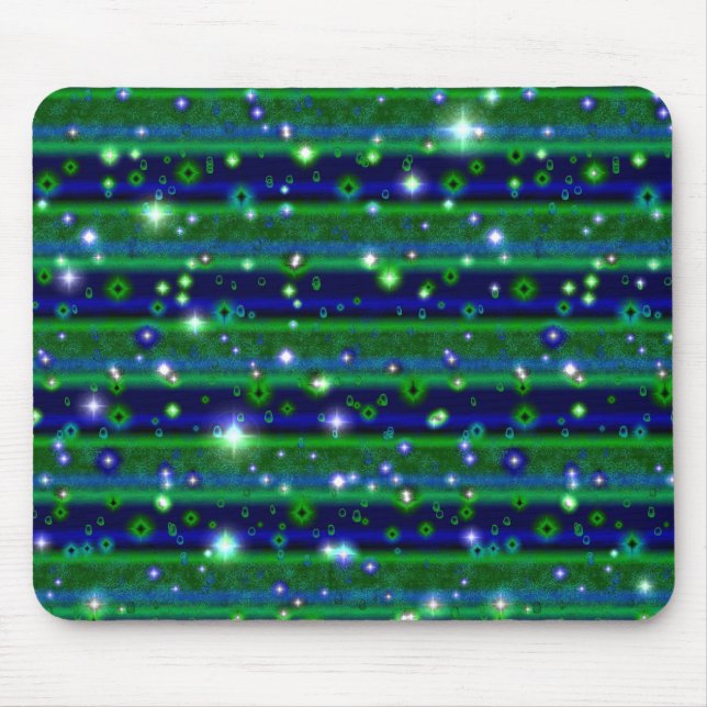 Tapis De Souris Bleu vert rayures avec étoiles et Raindrops (Devant)
