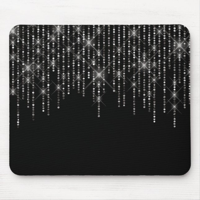 Tapis De Souris Bling en pierre sur noir (Devant)