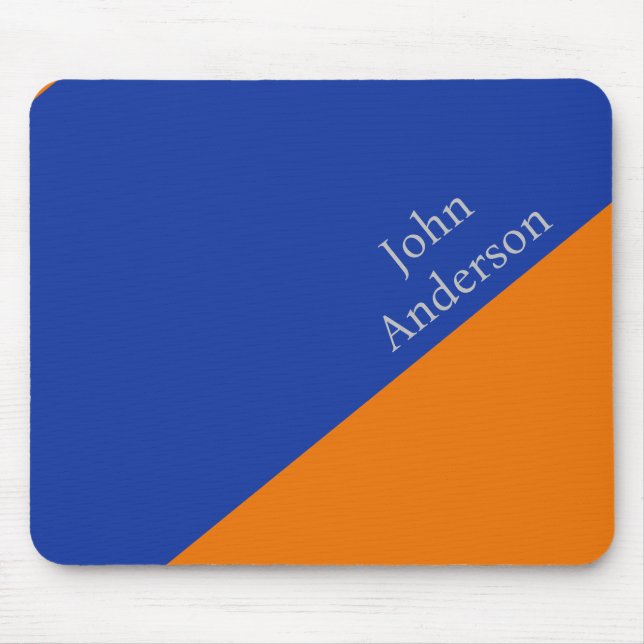 Tapis De Souris Bloc de couleur bleu et orange moderne désorganisé (Devant)
