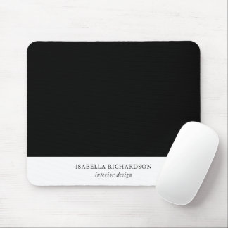 Tapis De Souris Bloc de couleur noir et blanc personnalisé