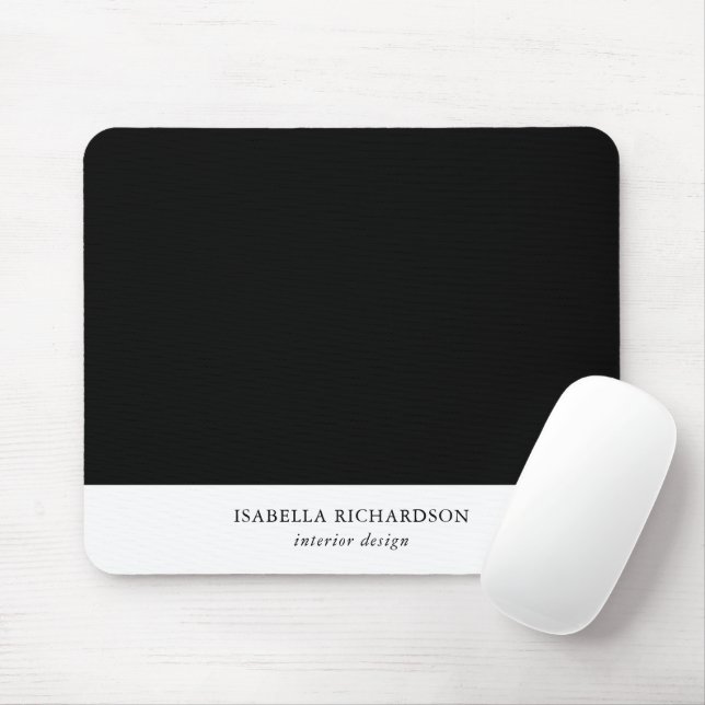 Tapis De Souris Bloc de couleur noir et blanc personnalisé (Avec souris)