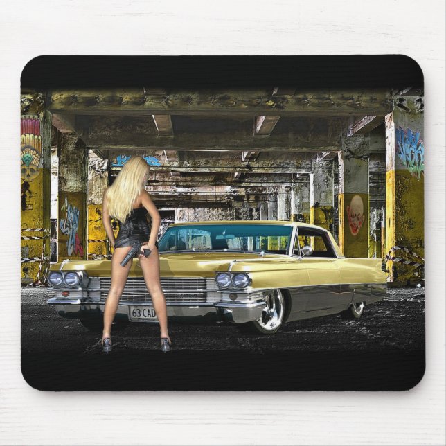 Tapis De Souris blond, arme à feu, Cadillac (Devant)