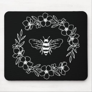 Tapis De Souris Blossom Bee Wreath in White Mouse Pad