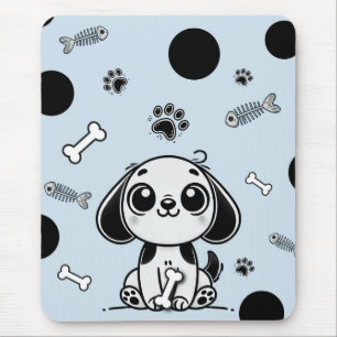 Tapis De Souris Blue & Black Fish Bones Chien Chien Chien Chien Mi