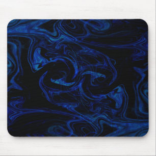 Tapis De Souris Blue Black Swirl Abstrait Smoky Cool