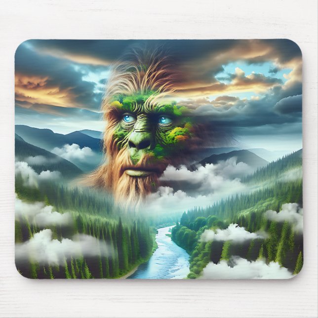 Tapis De Souris Blue Eyed Bigfoot dans les montagnes (Devant)