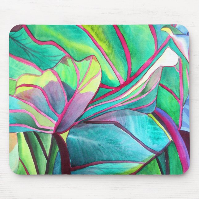 Tapis De Souris Blue Hawaii Tropical leaf folios art (Devant)