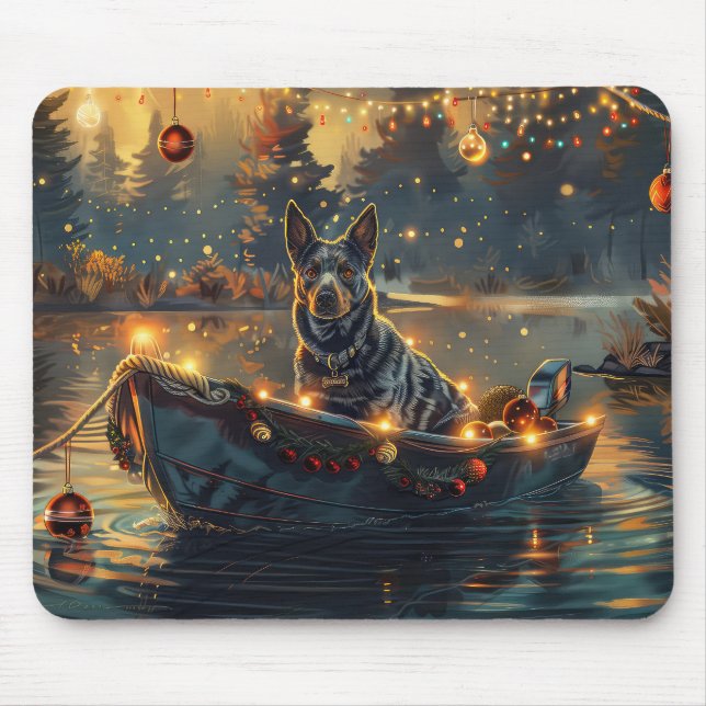 Tapis De Souris Blue Heeler Noël Festive Voyage (Devant)