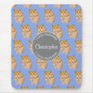 Tapis De Souris Blue I love Hamsters Hamster Motif