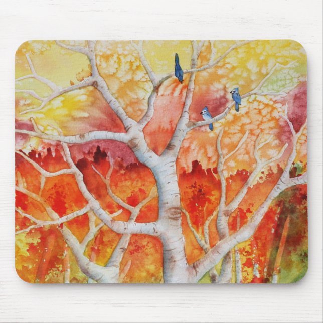 Tapis De Souris Blue Jays en automne (Devant)