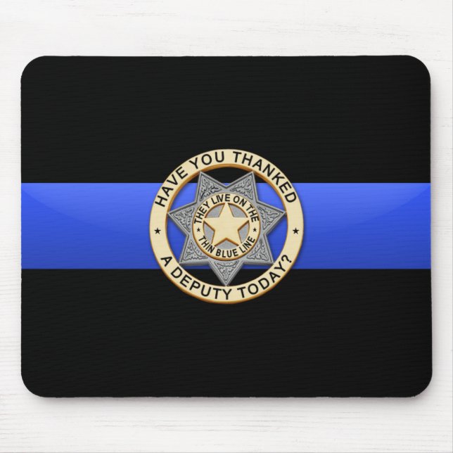 Tapis De Souris Blue Line mince diminuent et Badge (Devant)