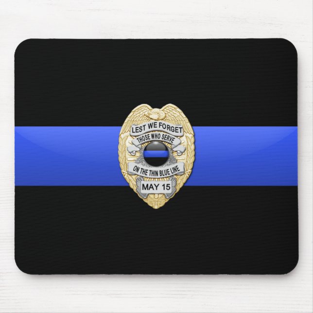 Tapis De Souris Blue Line mince diminuent et l'insigne d'or (Devant)