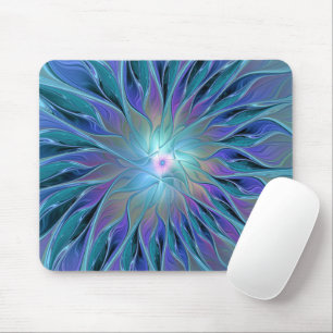 Tapis De Souris Blue Purple Flower Dream Abstrait Fractal Art