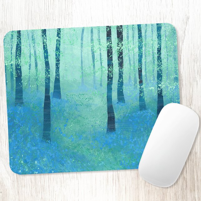 Tapis De Souris Bluebell Woodland (Bluebell woodland forest landscape art mousemat)