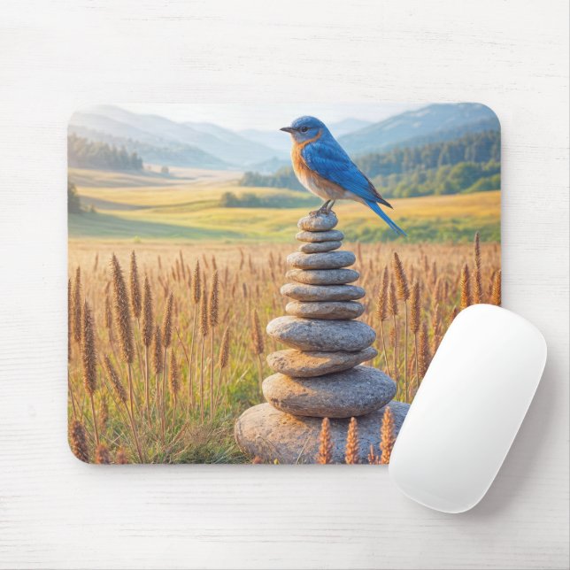 Tapis De Souris Bluebird Sur Le Terrain Cairn (Avec souris)