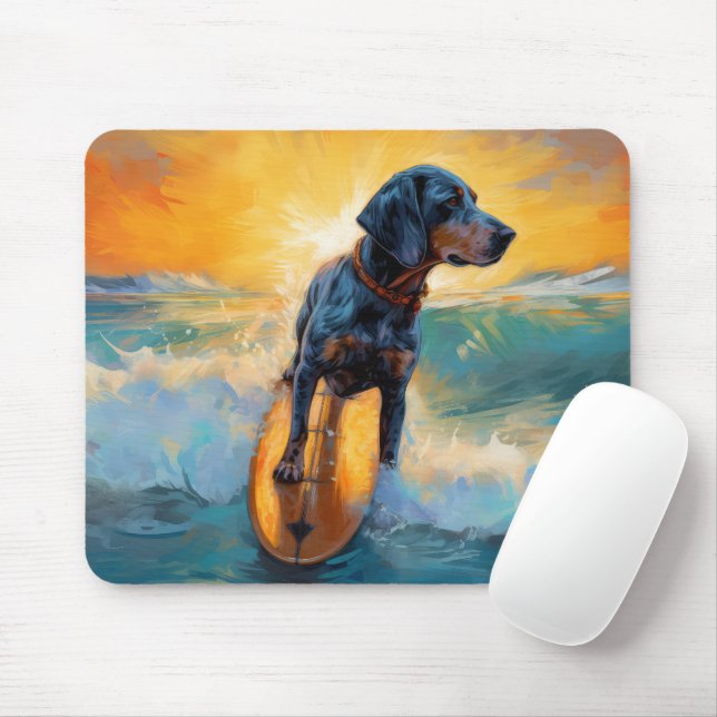 Tapis De Souris Bluetick Coonhound Beach Plage Plage de surf Peint (Avec souris)