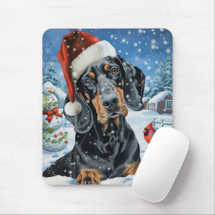 Tapis De Souris Bluetick Coonhound Dog Winter Wonderland Noël