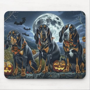 Tapis De Souris Bluetick Coonhound Halloween Éffrayant