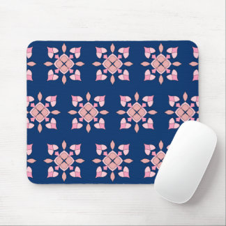 Tapis De Souris Blush Pink and Navy Geometric Floral Tiles