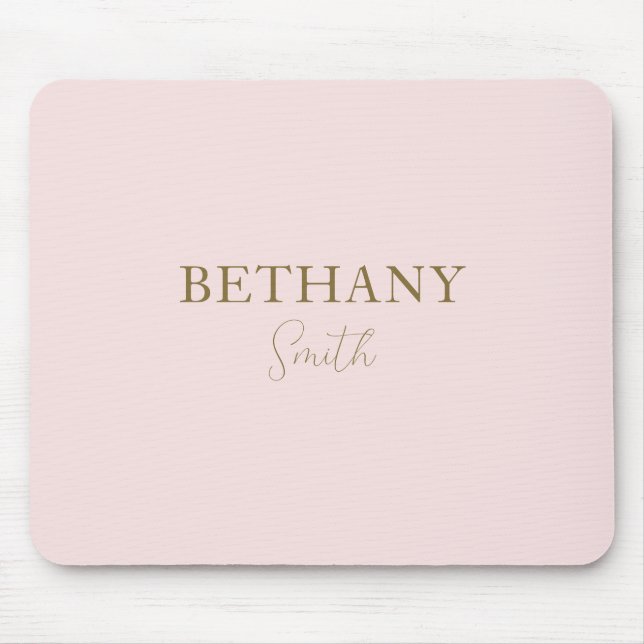 Tapis De Souris Blush Pink Gold Nom moderne (Devant)