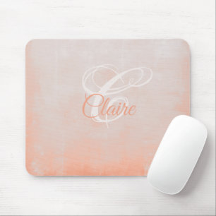 Tapis De Souris Blush Pink Peach Coral rustic Abstract monogram