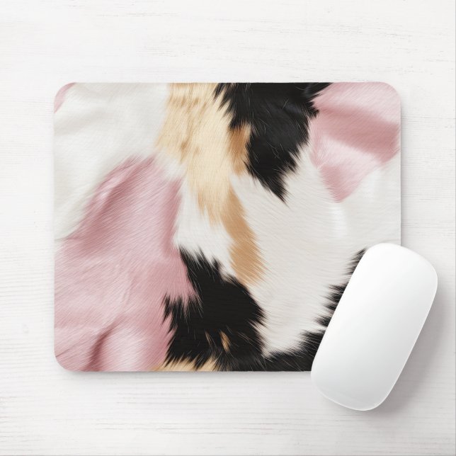 Tapis De Souris Blush Rose Blanc Or Noir Vachette Animal (Avec souris)