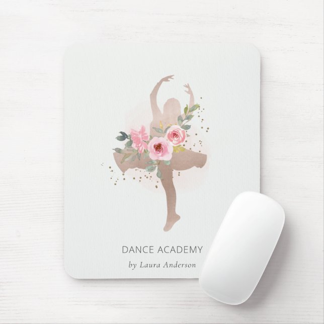 Tapis De Souris Blush Rose Gold Floral Girl Dancer Academy (Avec souris)