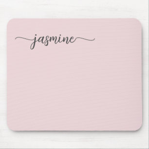 Tapis De Souris Blush Rose Simple Personnalisé Monogramme Nom