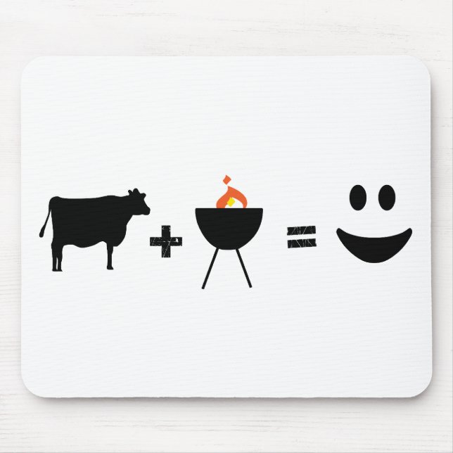 Tapis De Souris Boeuf de BBQ heureux (Devant)