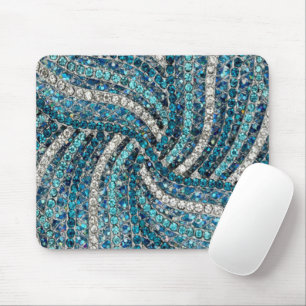 Tapis De Souris bohème chic gris argenté bleu turquoise
