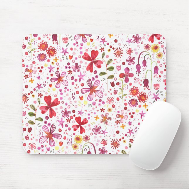 Tapis De Souris Bohème Floral Bright Watercolor (Avec souris)