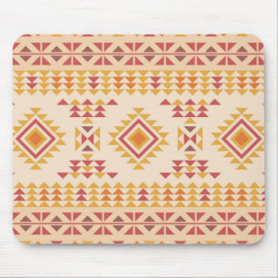 Tapis De Souris Boho Aztec Tissu Tribal en bleu rose + orange