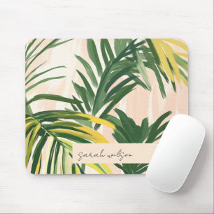 Tapis De Souris Boho Blush Green Tropical Palm Plage Feuille
