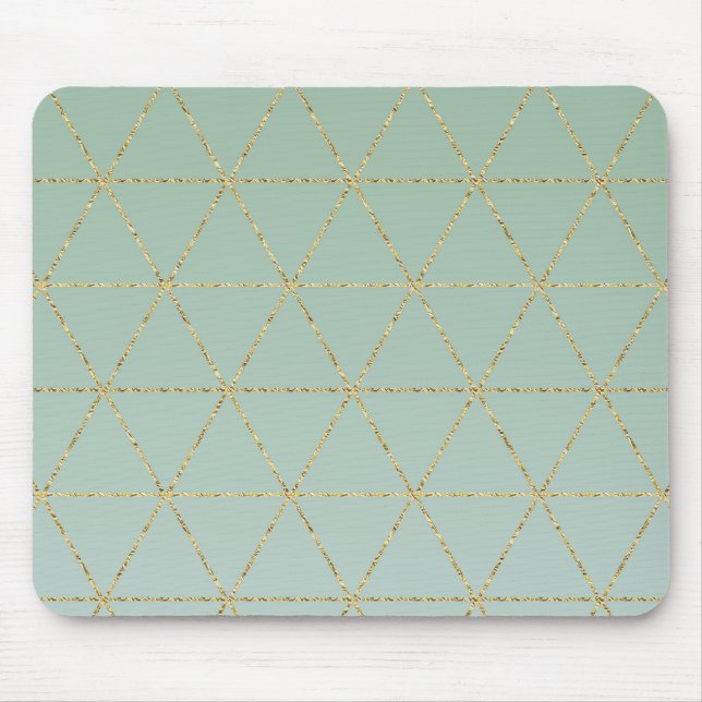 Tapis De Souris Boho Bohemian Chic Gold & Mint Géométrique Glam (Devant)