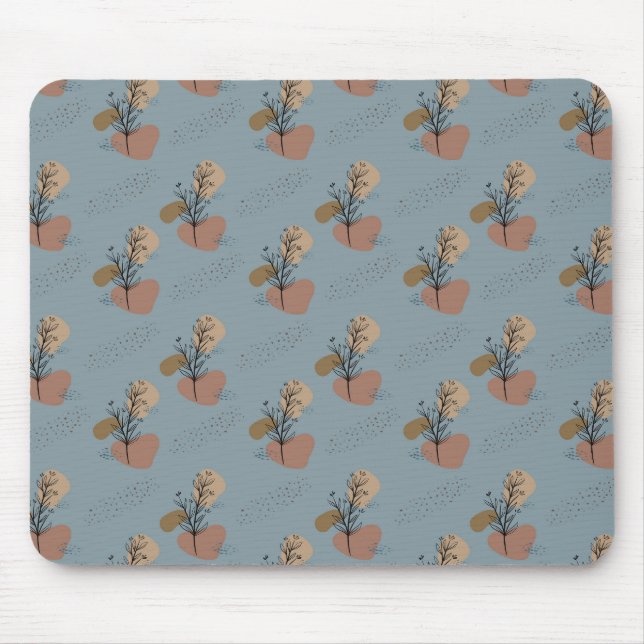 Tapis De Souris Boho Botanical Motif Mocha Mousse et Accents (Devant)