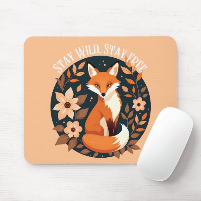 Tapis De Souris Boho Fox "Stay Wild, Stay Free" Woodland Design (Avec souris)