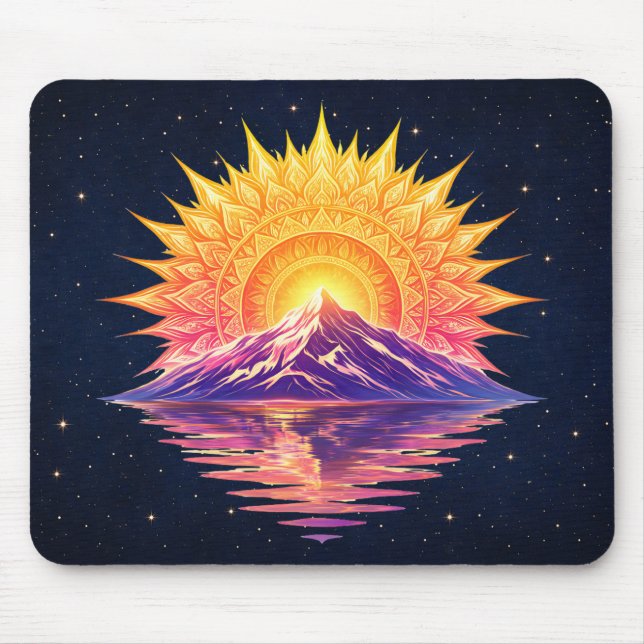 Tapis De Souris Boho Mandala Mountain Sunset | Cosmic Night Sky (Devant)