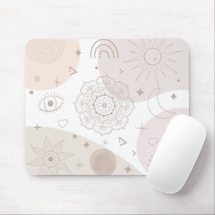 Tapis De Souris Boho Neutral Space Doodles Design esthétique
