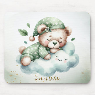Tapis De Souris Boho vert dormant Teddy Ours mou