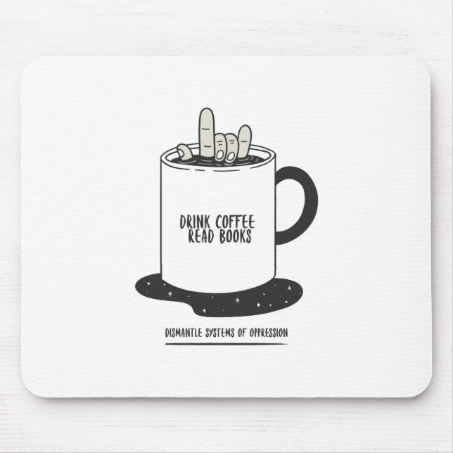 Tapis De Souris Boire Café Lire Livres Démanteler les systèmes (Devant)