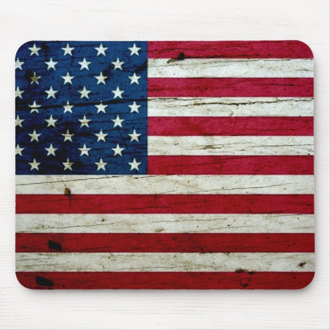 Tapis De Souris Bois affligé par cool de drapeau américain (Devant)