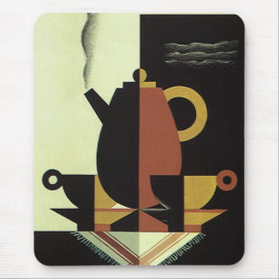 Tapis De Souris Boissons de boissons vintage Cafetière avec tasses