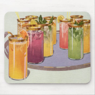 Tapis De Souris Boissons Vintage, Boissons avec des glaçons sur un