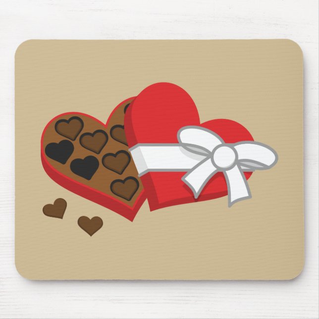 Tapis De Souris Boîte à cadeaux au chocolat au coeur - Saint-Valen (Devant)