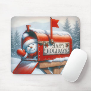 Tapis De Souris Boîte aux lettres de Noël avec neige