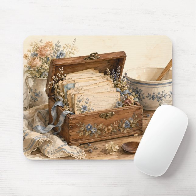 Tapis De Souris Boîte de recettes anciennes Cuisine de cottage (Avec souris)