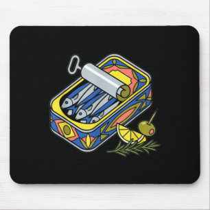 Tapis De Souris Boîte de sardines esthétique Euro été tapas Foodie
