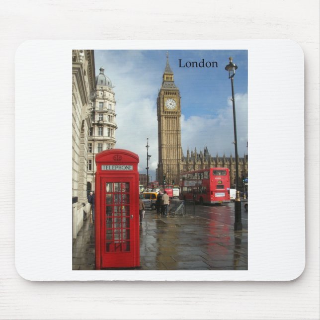Tapis De Souris Boîte de téléphone de Londres et Big Ben (St.K) (Devant)