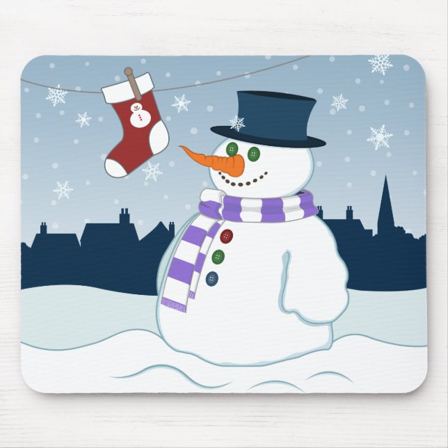 Tapis De Souris Bonhomme de neige et Noël de bas (Devant)