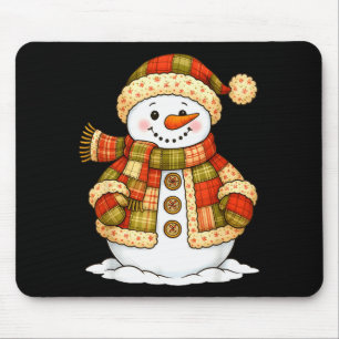 Tapis De Souris Bonhomme de neige patchwork rétro drôle de bonhomm
